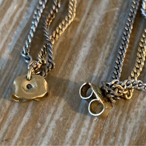 Avon Vintage 1970's Chain Tassel Earrings Post Back Tri-Color Gold-Tone Edgy - Picture 4 of 16